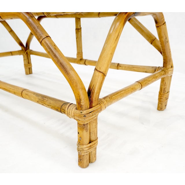 Rattan Bamboo Rectangle Glass Top Mid-Century Modern Coffee Table Mnt! For Sale - Image 12 of 12