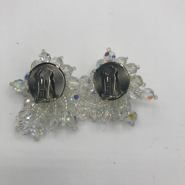 1960s 1960s Lois Ann Signed Aurora Borealis & Seed Bead Burst Cluster Clip Earrings - 2 Pieces For Sale - Image 5 of 10