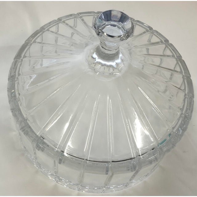 1970s Shannon Godinger Olympia Crystal Domed Footed Cake Plate Chairish