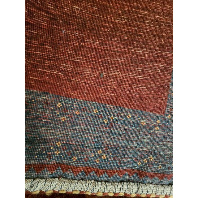 Hand-Knotted Red and Blue Wool Kashkuli Sherkat Rug, 1970s For Sale - Image 6 of 10
