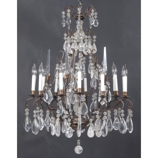 Glass Early 20th Century Louis XV Style Brass & Cut Glass 16-Light Chandelier For Sale - Image 7 of 9