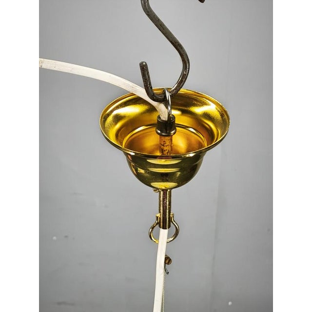 Venetian Hand-Blown Glass and Brass Pendant Light, Italy, 1970s For Sale - Image 4 of 12