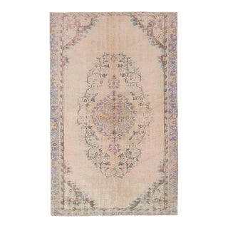 Vintage Faded Turkish Oushak Rug For Sale