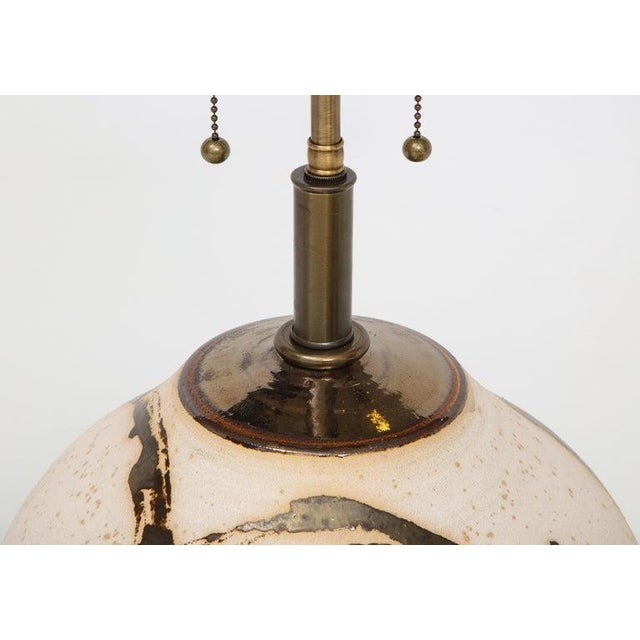 Large Pair of Raku Ware Lamps Designed for Steve Chase For Sale - Image 11 of 13