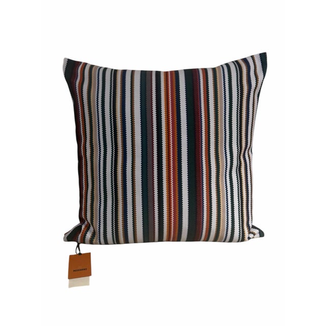 Contemporary Missoni Home Italian Zig Zag Stripe Cylindrical Pouf & Oversized Pillow Set, Made in Italy For Sale - Image 3 of 12