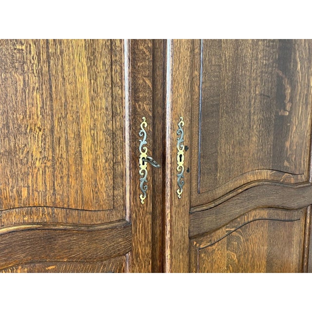 Gold Vintage French Louis XVI Style Wardrobe in Oak For Sale - Image 8 of 10