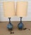 Vintage Helmut Bruchman Style Mid Century Modern Blue Glaze Ceramic Lamps. The lamps are a "genie bottle" shape and have a...
