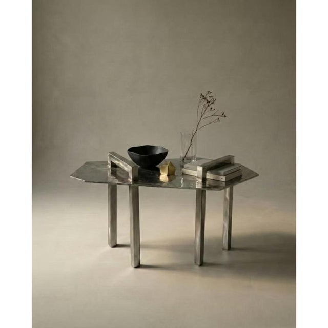 Metal Ondulae Coffee Table in Stainless Steel by Metalmorphosis Studio For Sale - Image 7 of 8