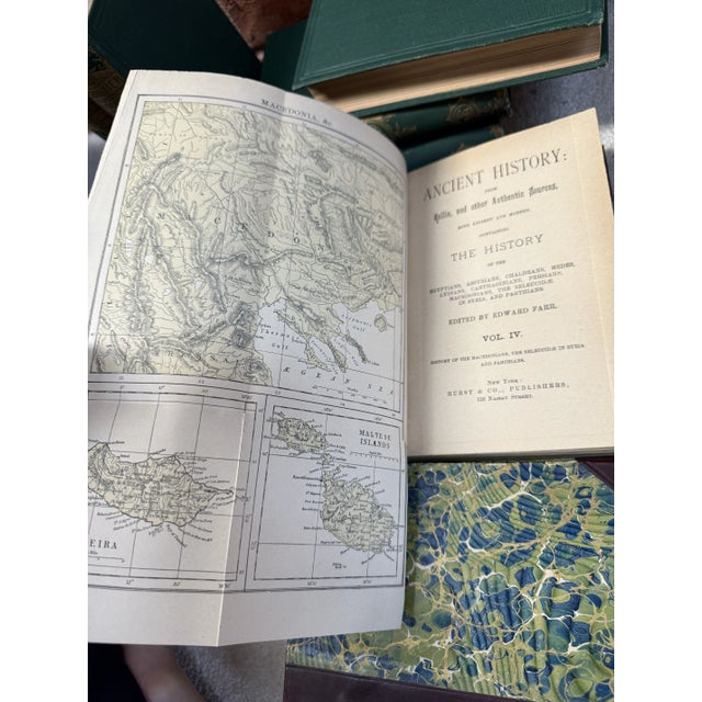 Antique Leather Wrapped Books, ‘Ancient History’ From Rollin & Other Authentic Sources - 4 Volume Set For Sale - Image 12 of 12