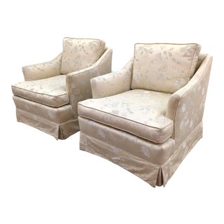 1960s Mid Cetunry Chinoiserie Satin Brocade Club Chairs - a Pair For Sale