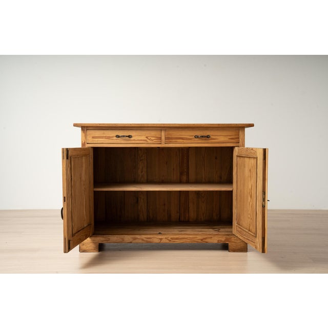 Brown Antique Art Nouveau German Pine Cabinet with Two Drawers, 1910 For Sale - Image 8 of 18