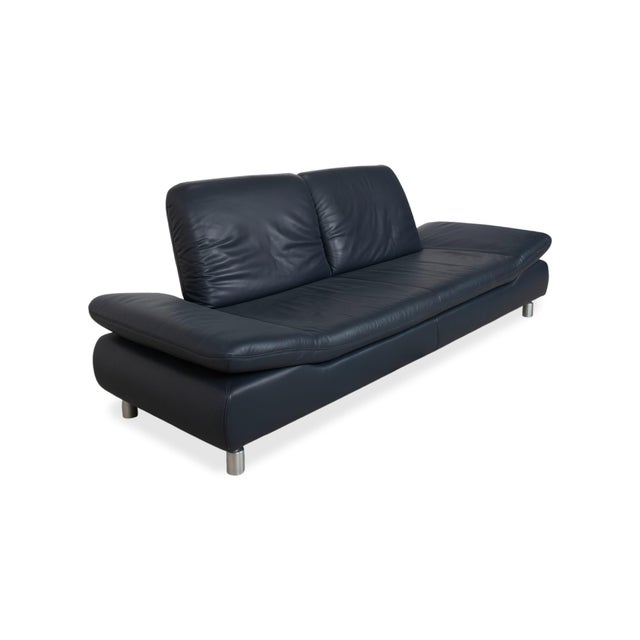 Blue Leather Rivoli Three-Seater Sofa with Manual Function from Koinor For Sale - Image 4 of 18