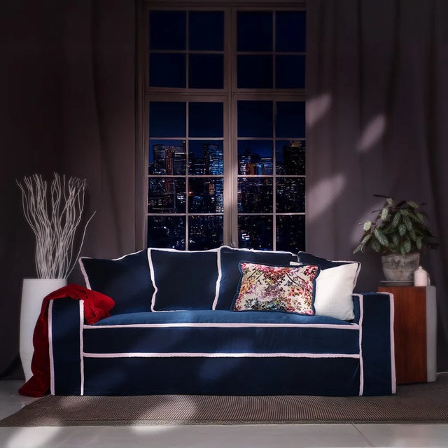 Not Yet Made - Made To Order Rafaella Two-Seater Sofa in Red Couture Velvet with Dark Cherry Red Trim from Biosofa For Sale - Image 5 of 7