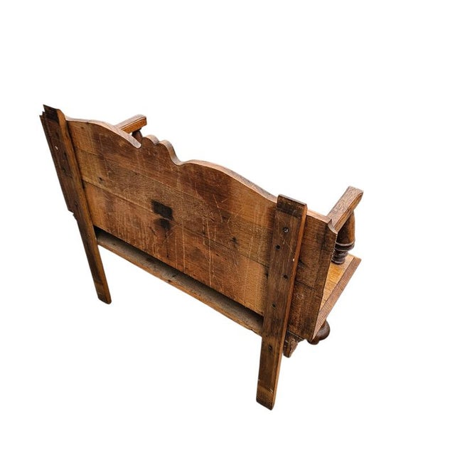 Vintage Dutch Oak Hall Bench, 1920s For Sale - Image 6 of 13