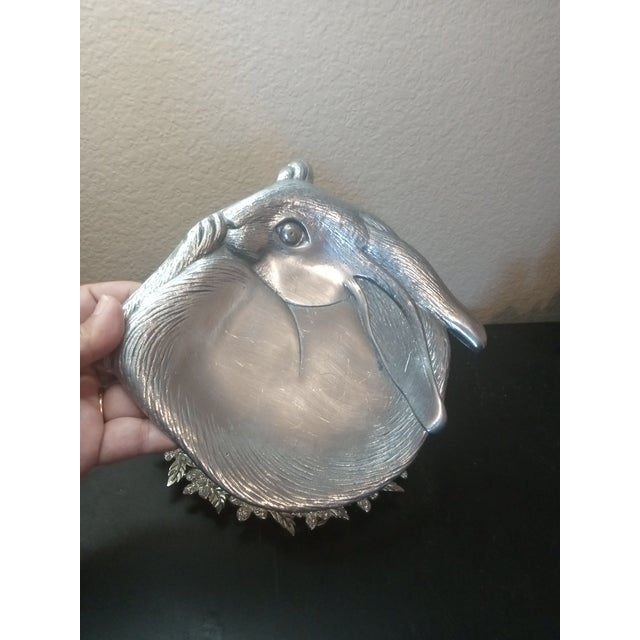 1980s Gorgeous Arthur Court 1988 Pewter Bunny Plate For Sale - Image 5 of 6