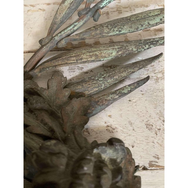 1920s French Bronze Decorative Floral Wreath, 1920s For Sale - Image 5 of 14