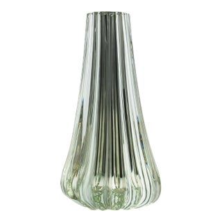 Hand Blown Murano Vase Massiccio in Clear Mirror For Sale