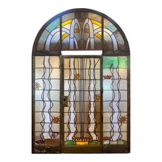 Austin, Texas y.w.c.a. Stained Glass Door Assembly For Sale