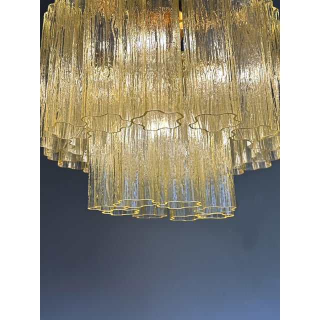 Luxury Italian Clear Amber “Tronchi” Murano Glass Flush Mount in Venini Style For Sale - Image 6 of 6