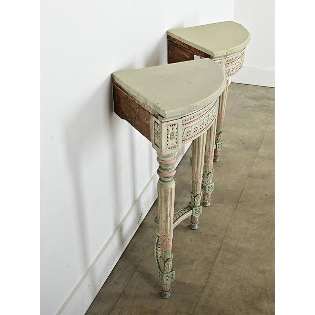 French Pair of Early 20th Century Louis XVI Style Corner Tables For Sale - Image 14 of 15