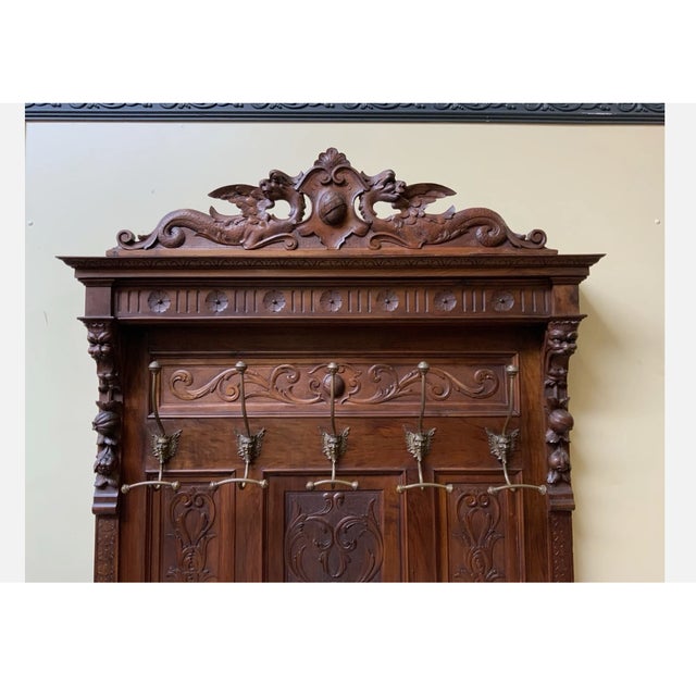 Antique Neo-Renaissance Walnut Wardrobe, 1880 For Sale - Image 9 of 11