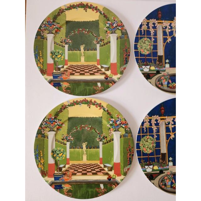 Set of 6 Villeroy & Boch " Jardin Francais" charger porcelain plates. Beautifully decorated with luscious flower gardens...