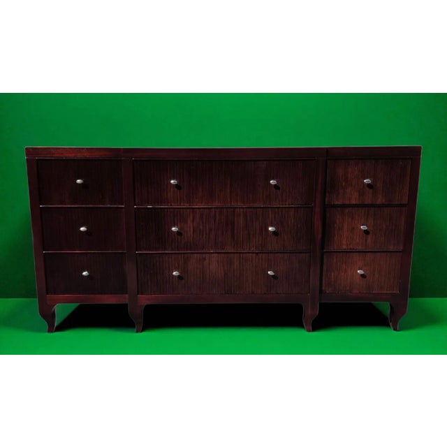 Traditional Barbara Barry for Baker Furniture Modern Regency Reeded Dark Mahogany Triple Dresser For Sale - Image 3 of 7