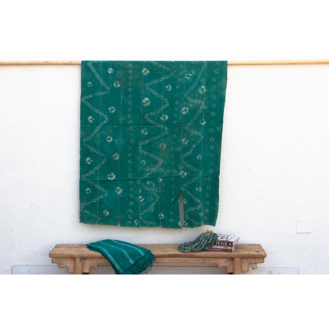 Textile Vintage African Burkina Tie-Dye Teal Throw For Sale - Image 7 of 7