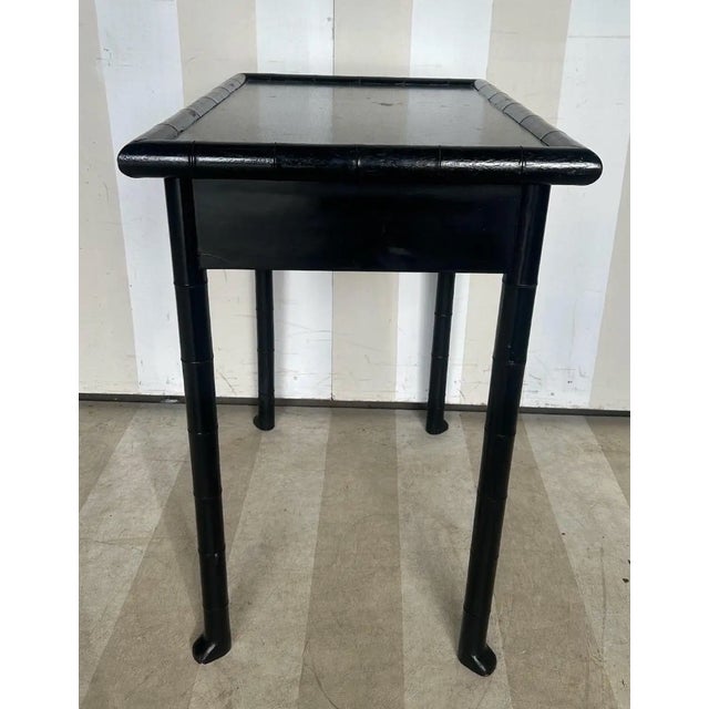 19th Century French Faux Bamboo Black Side Table With Drawer and Flared Feet. For Sale In Richmond - Image 6 of 10