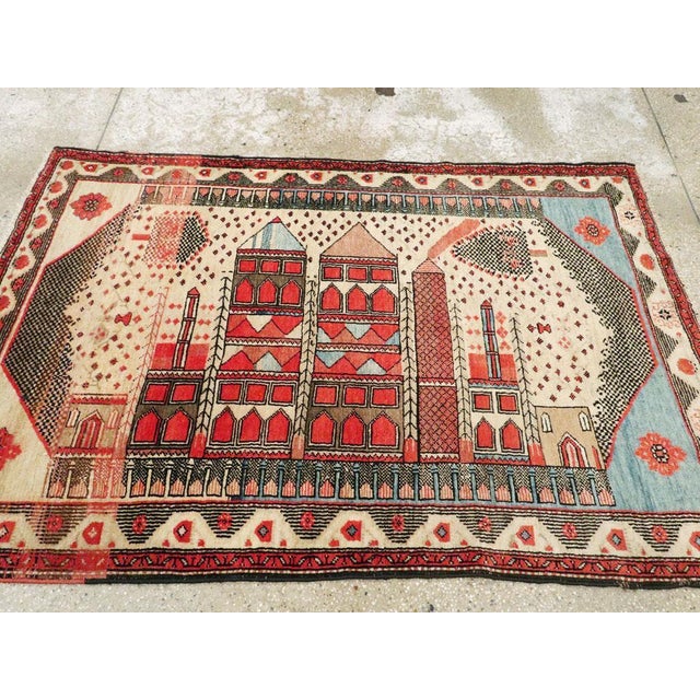 Textile Galerie Shabab Collection Mid-20th Century Turkish Anatolian Pictorial Rug For Sale - Image 7 of 9