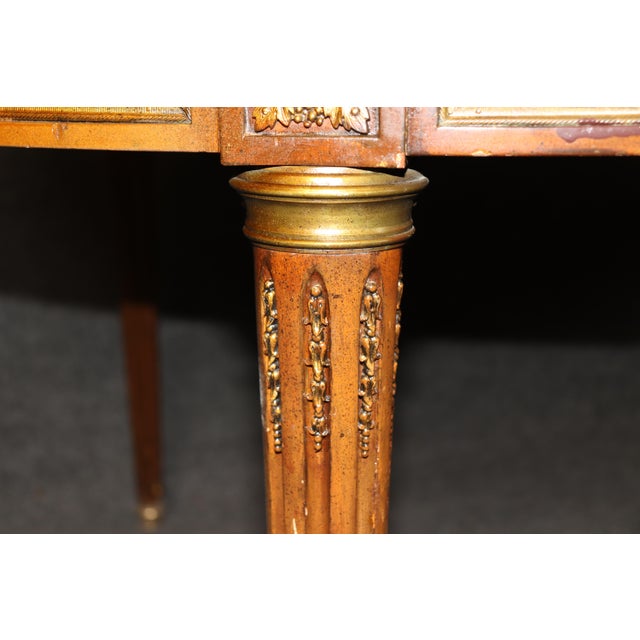 Brown French Louis XVI Style Brass Mounted Dining Table Attributed to Maison Jansen For Sale - Image 8 of 13