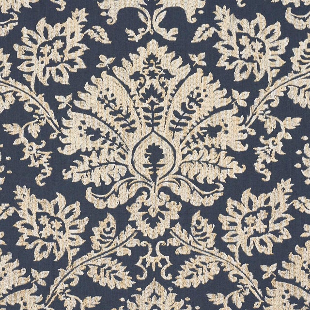 Traditional Sample - Schumacher Gianna Embroidery Fabric In Indigo For Sale - Image 3 of 6