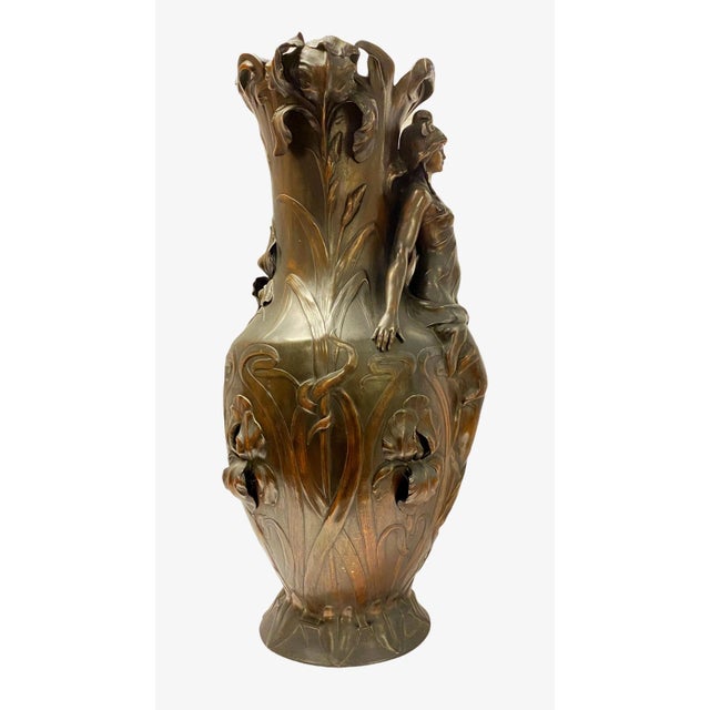 Late 19th Century Large Francois Moreau Art Nouveau Metal Vase For Sale - Image 5 of 12