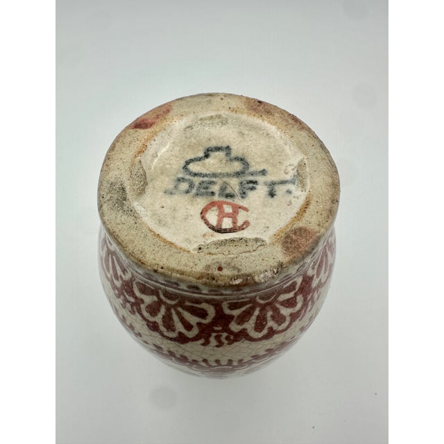 Delft A Rare De Porcelyne Fles Dutch Delft Red Craquele Glaze Pottery Vase For Sale - Image 4 of 6