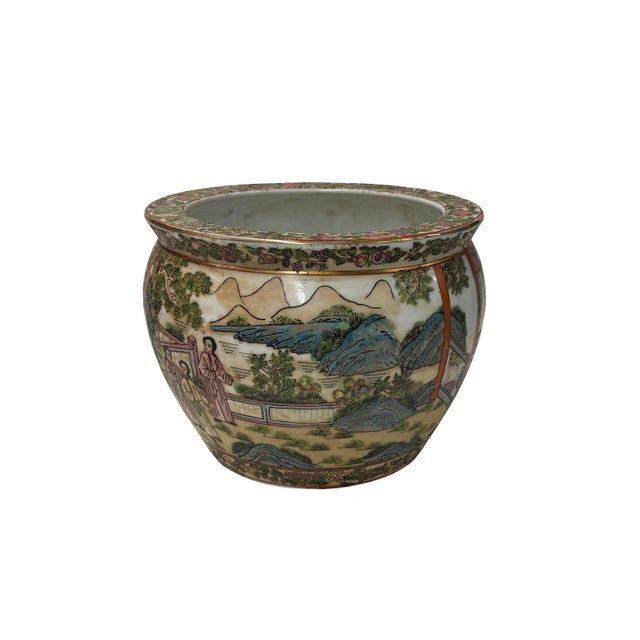 Ceramic Vintage Chinese Canton Famille Rose Enamel Small Porcelain Pot For Sale - Image 7 of 10