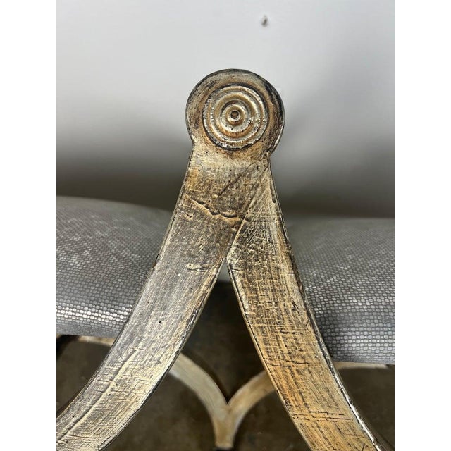 Silvered Carved Wood Curule-Form Bench, Europe, Early 20th Century For Sale - Image 18 of 18
