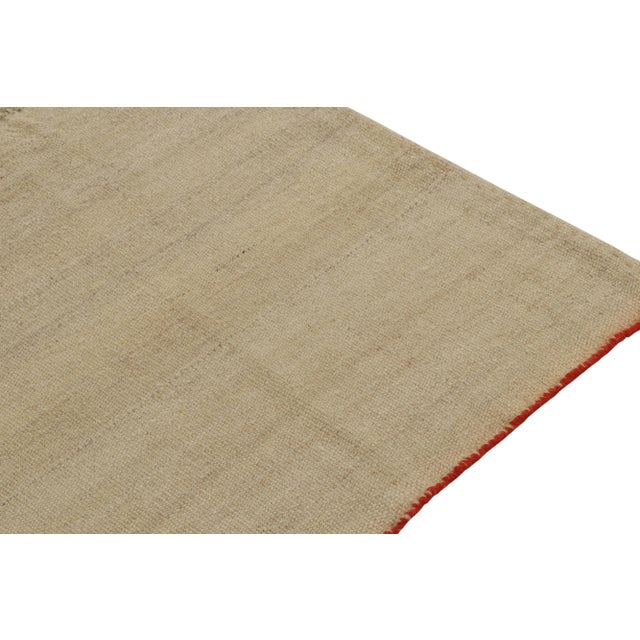 1950s Vintage Plain Kilim in Beige-Brown Striations, Solid Hues For Sale - Image 5 of 7