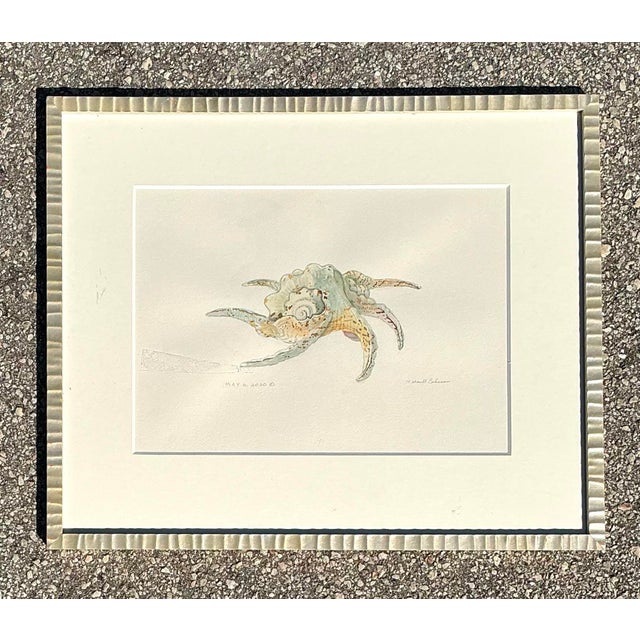 Early 21st Century Vintage Original Watercolor Oil on Paper For Sale - Image 5 of 12