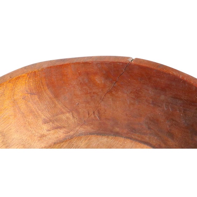 19th C. American Antique Country Style Handmade Wood Center Fruit Bread Bowl For Sale - Image 12 of 12