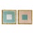 Sage Green and Pink-Peach Minimalist Art Prints in Metallic Bamboo-Style Frames, 16 X 16 In. Prints, Set of 2 For Sale