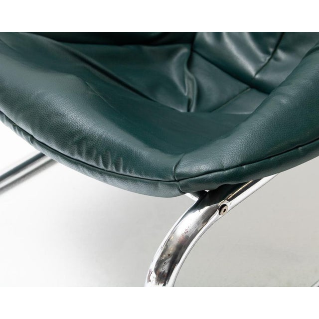 Mid-Century Style Green Leather Tubular Armchair, 1960s-1970s For Sale - Image 4 of 9