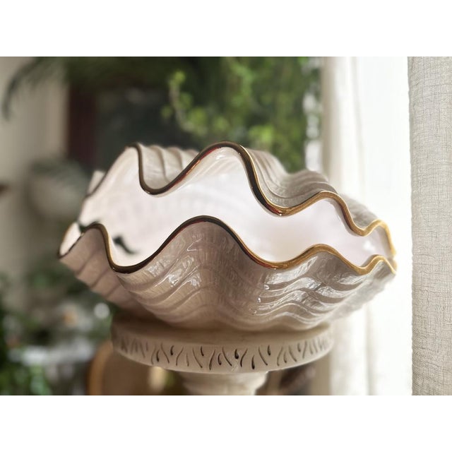 Pearly Glazed Ceramic Lamps in the shape of a Shell by Bon Día, 1960s, Set of 2 For Sale - Image 13 of 18