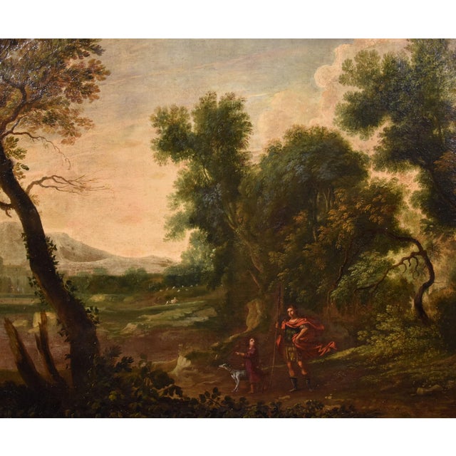 Gaspard Dughet / Gaspard Poussin, Landscape with Archangel Raphael & Tobias, 1660, Oil on Canvas For Sale - Image 13 of 16