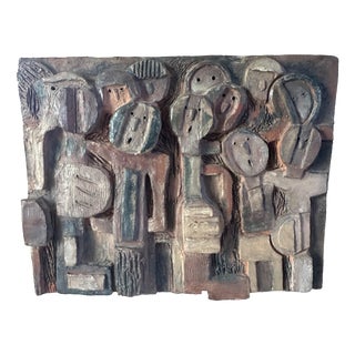 Odile Devauchelle, Anthropomorphic bas-relief, 1960s, Ceramic For Sale