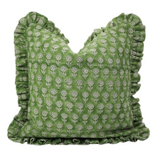 Fabdivine Ruffle Throw Pillow Pankhudi Print Decorative Accent Cushion for Sofa, Bed & Chair-16x16 For Sale