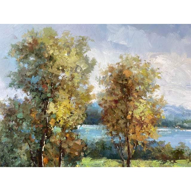 Contemporary Impressionist Style Landscape Oil Painting For Sale - Image 10 of 12