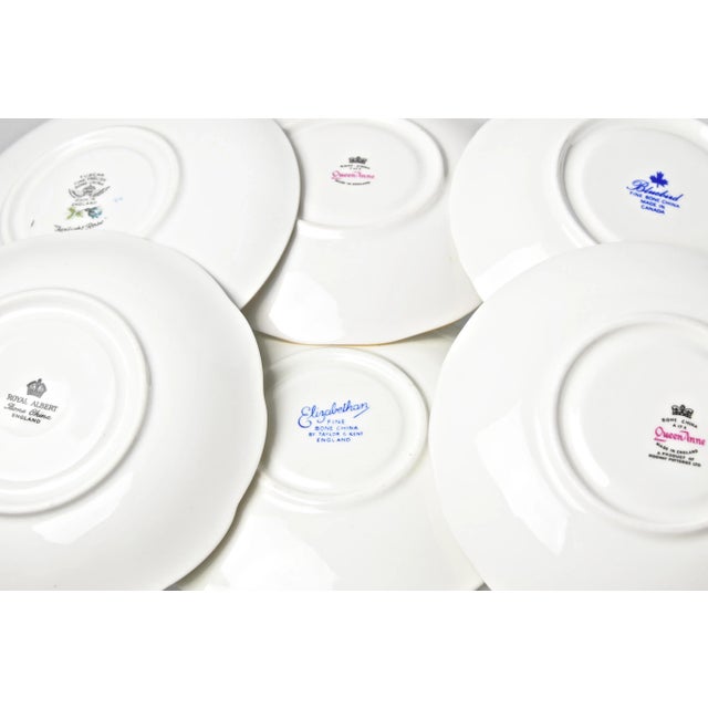 Blue Mid-Century Blue Rose Cups & Saucers, Set of 6 For Sale - Image 8 of 9