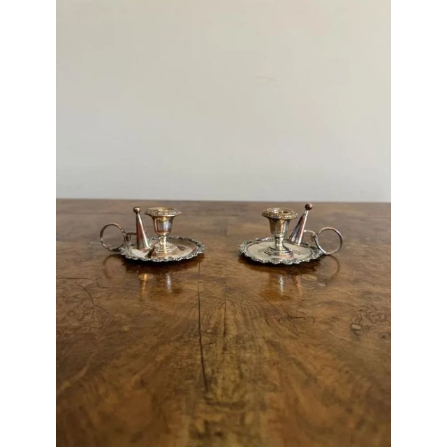 Antique George III Silver-Plated Chamber Sticks, 1800, Set of 2 For Sale - Image 6 of 7