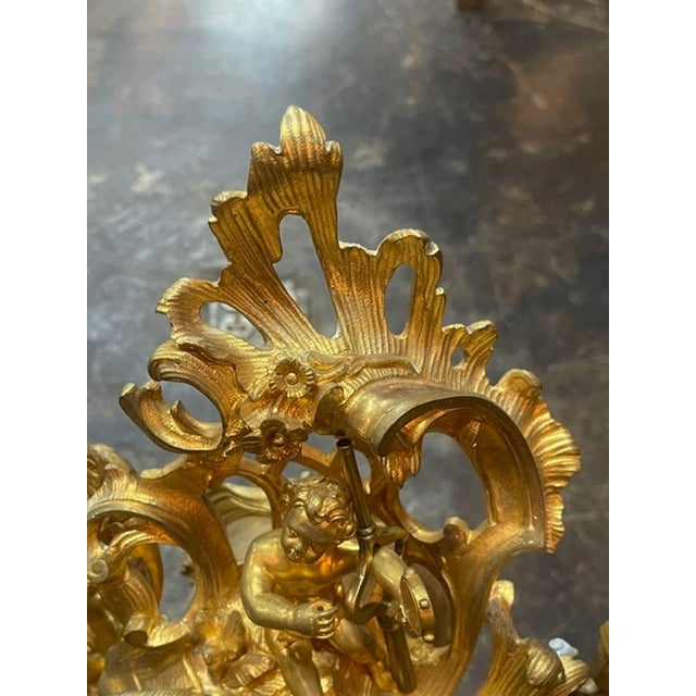 Gold 19th C. French Louis XV Bronze Dore’ Mantle Clock For Sale - Image 8 of 9