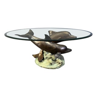 Bronze Dolphin Coffee Table by C. Caudion, 1960s For Sale